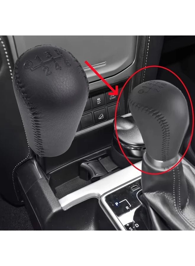 Black PU Leather Manual Gear Shift Knob 6 Speed For Toyota Hilux Fortuner 2004 2018 - Image 4